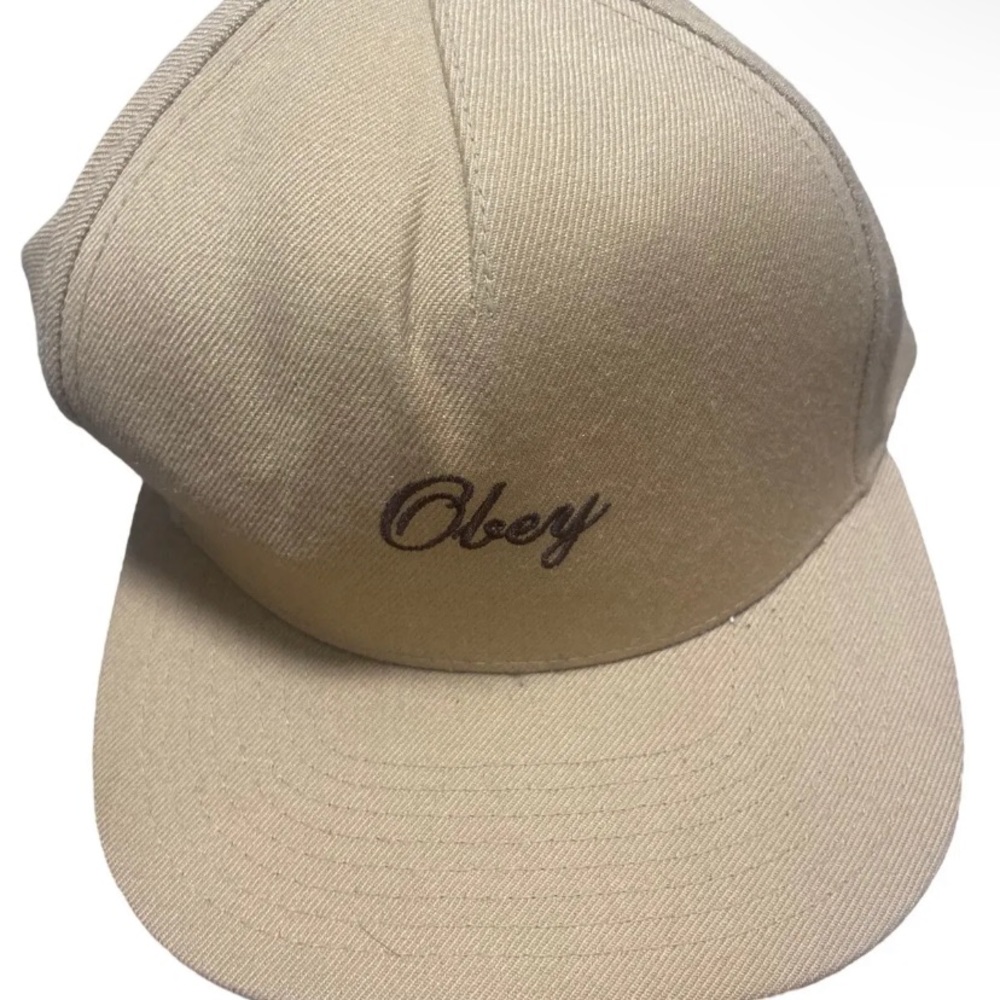 Obey 5 Panel Hat Leather Strapback View 3